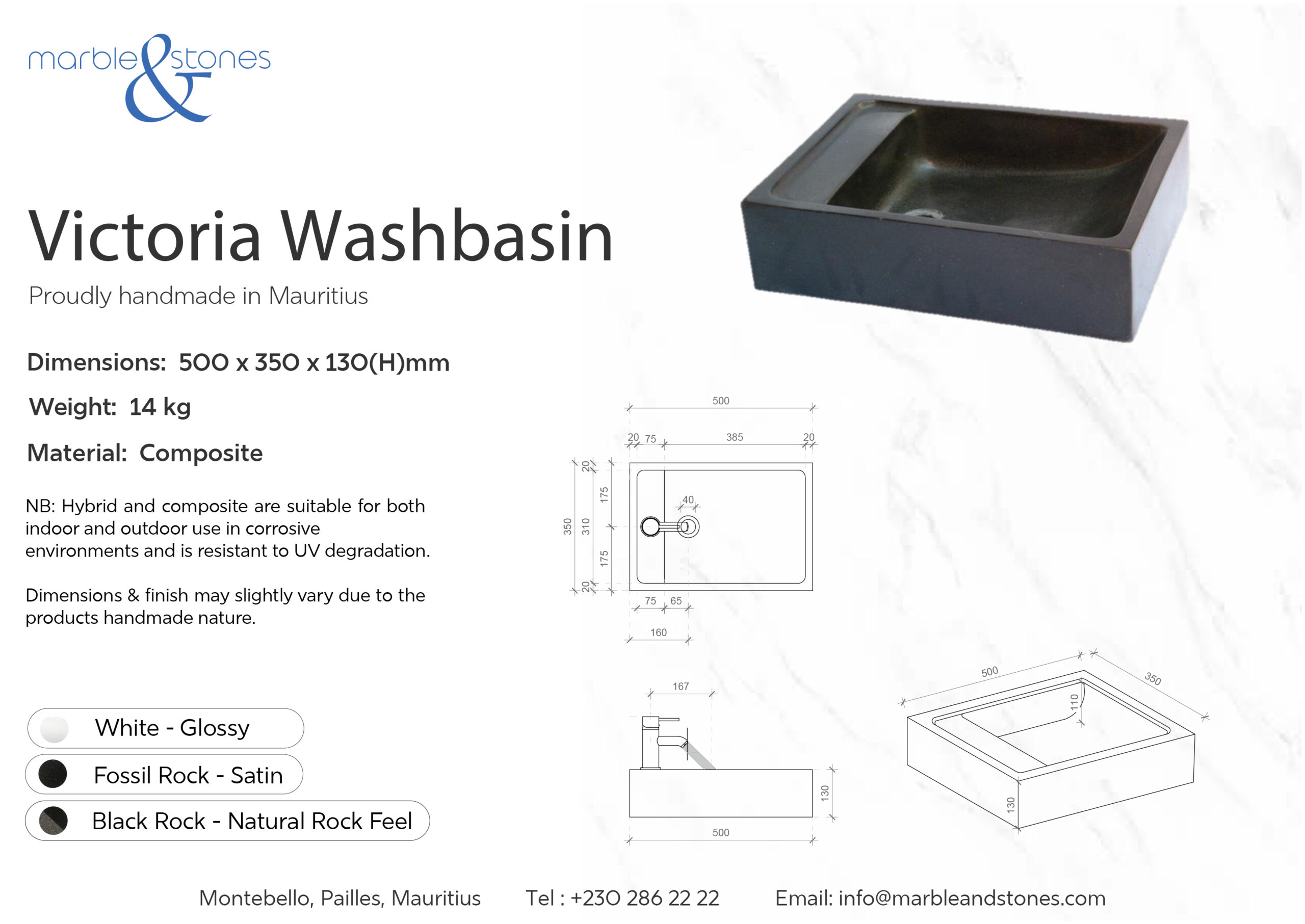 Buy Victoria Wash Basin | Marble & Stones Co. Ltd, Shop online Mauritius